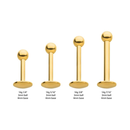 Invictus 24KT Gold PVD Titanium Internally Threaded Labret