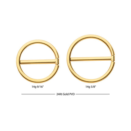 Invictus 24Kt Gold PVD Titanium Nipple Clicker Ring | Sold by piece