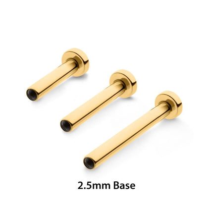 Invictus 24K Gold PVD Titanium Internally Threaded Micro Labret Pin with 2.5mm Base