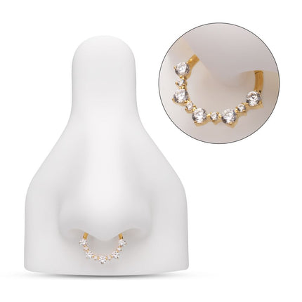 Invictus 24Kt Gold PVD Titanium Prong Set 1mm and 2mm Cluster Gem Front Facing Hinged Segment Clicker