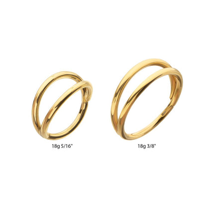 Invictus 24Kt Gold PVD Titanium Double Hoop Side Facing Hinged Segment Clicker