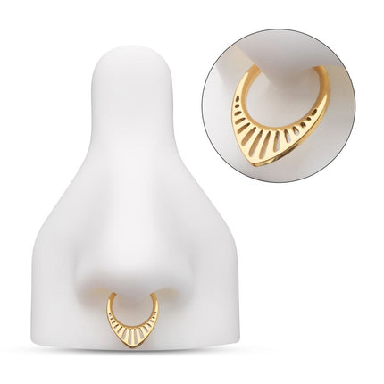 Invictus 24Kt Gold PVD Titanium Linear Outline Teardrop Shape Front Facing Hinged Segment Clicker