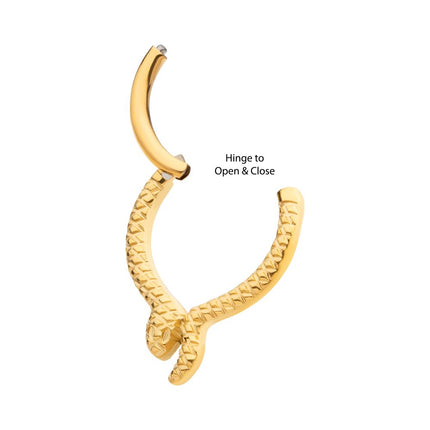 Invictus 24Kt Gold PVD Titanium Snake Front Facing Hinged Segment Clicker