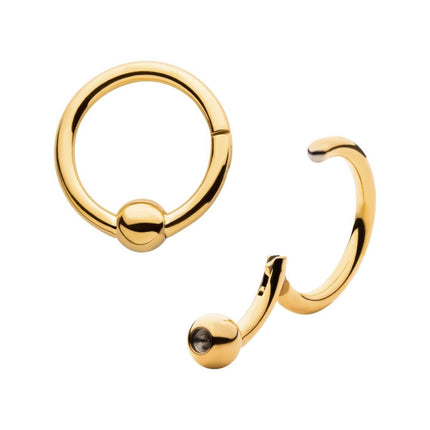 Invictus 24KT Gold PVD Titanium Ball Hinged Segment Ring