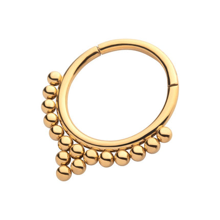 Invictus 24KT Gold PVD Titanium Beaded Classic Clustered Front Facing Hinged Segment Clicker
