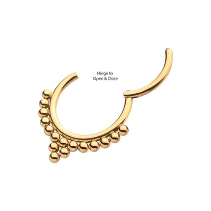 Invictus 24KT Gold PVD Titanium Beaded Classic Clustered Front Facing Hinged Segment Clicker