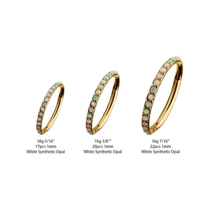 Invictus 24KT Gold PVD Titanium CNC Set White Opal Eternity Side Facing Hinged Segment Clicker