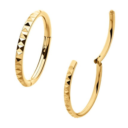 Invictus 24Kt Gold PVD Titanium Pyramid Design Side Facing Hinged Segment Clicker