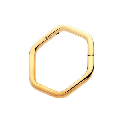 Invictus Hexagon Shape 24Kt Gold PVD Titanium Front Facing Hinged Segment Clicker