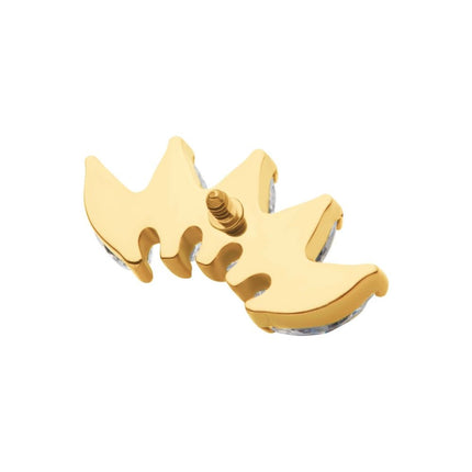 Invictus 24Kt Gold PVD Titanium Internally Threaded with Prong Set Marquise CZ 5-Cluster Top