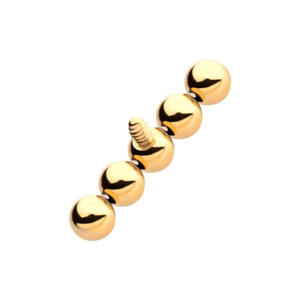 Invictus 24Kt Gold PVD Titanium Internally Threaded 5-Bead Cluster Top