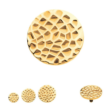 Invictus 24Kt Gold PVD Titanium Internally Threaded Hammered Disk Top