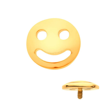 Invictus 24Kt Gold PVD Titanium Internally Threaded Smiley Face Emoji Top