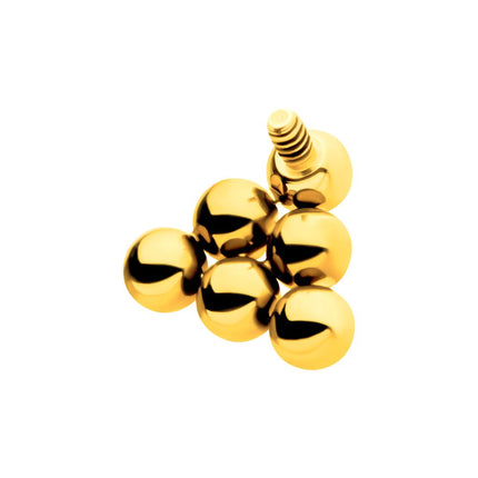 Invictus 24Kt Gold PVD Titanium Internally Threaded 6 Beads Pyramid Shape Top