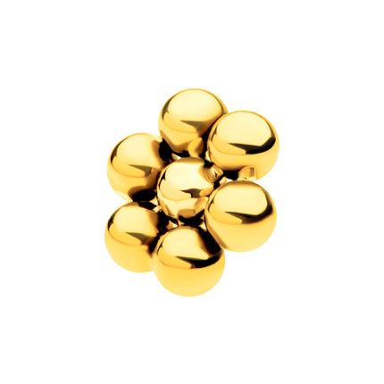 Invictus 24Kt Gold PVD Titanium Internally Threaded 7 Beads Hexagon Shape Top