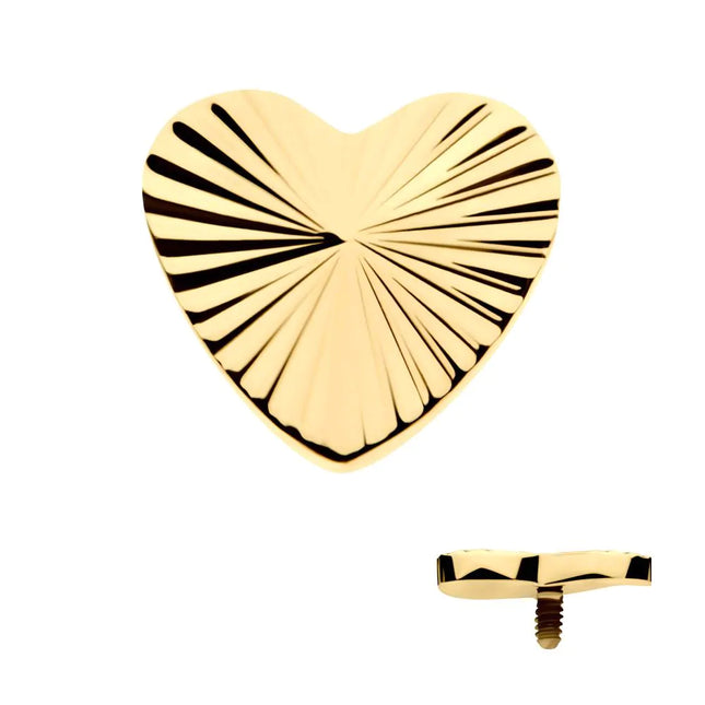 Invictus 24Kt Gold PVD Titanium Internally Threaded Corrugated Heart Top
