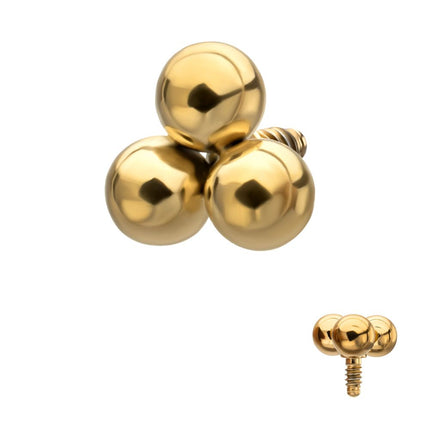 Invictus 24Kt Gold PVD Titanium Internally Threaded Trinity Ball Top