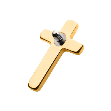 Invictus 24KT Gold PVD Titanium Internally Threaded with Cross Top