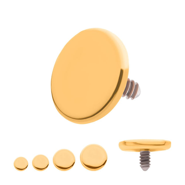 Invictus 24Kt Gold PVD Titanium Internally Threaded Flat Disc Top