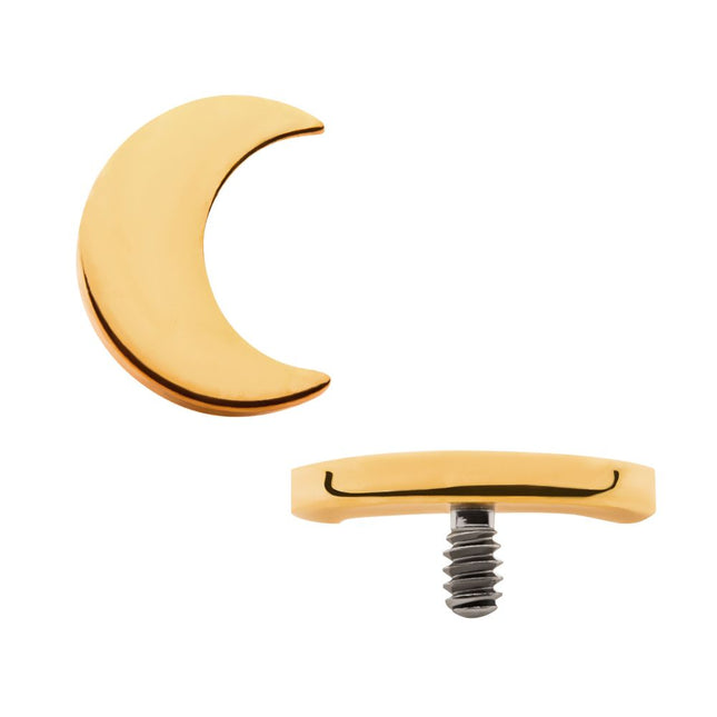 Invictus 24Kt Gold PVD Titanium Internally Threaded Crescent Moon Top with 1.6mm Crest
