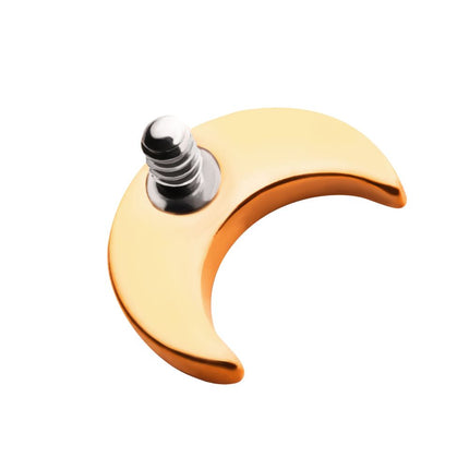 Invictus 24Kt Gold PVD Titanium Internally Threaded Crescent Moon Top with 1.6mm Crest