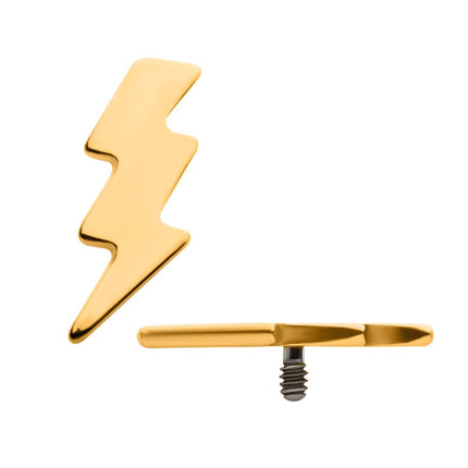 Invictus 24KT Gold PVD Titanium Internally Threaded with Lightning Bolt Top