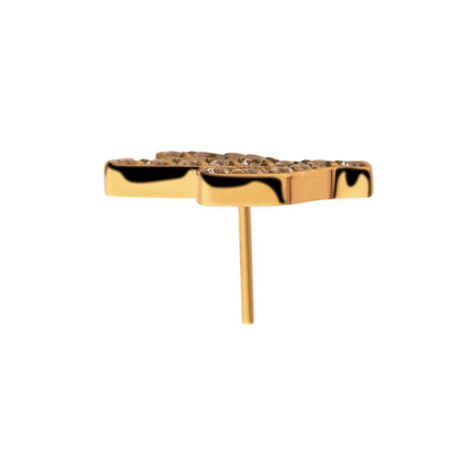 Invictus 24KT Gold PVD Titanium Threadless with Prong Set CZ Cactus Top