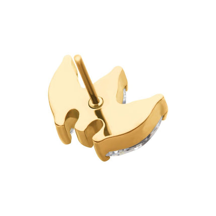 Invictus 24Kt Gold PVD Titanium Threadless with Prong Set Marquise CZ 3-Cluster Top