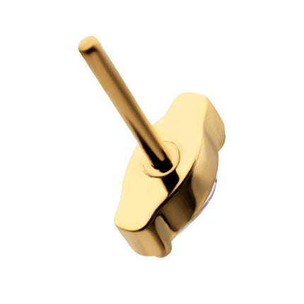 Invictus 24Kt Gold PVD Titanium Threadless V-Prong Marquise CZ Gem Top