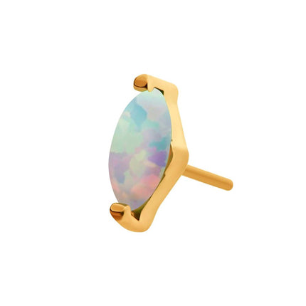 Invictus 24Kt Gold PVD Titanium Threadless with 2-Prong Marquise Opal Top