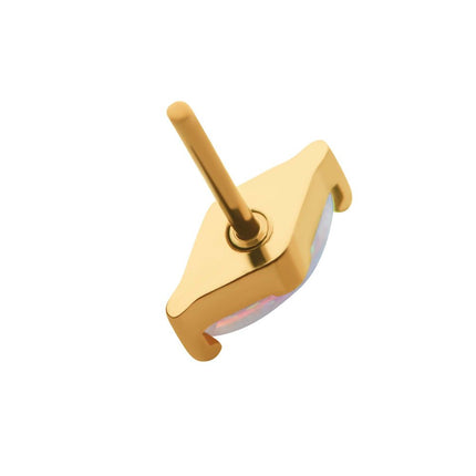 Invictus 24Kt Gold PVD Titanium Threadless with 2-Prong Marquise Opal Top