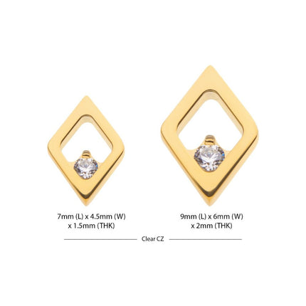 Invictus 24Kt Gold PVD Titanium Bezel Set Teardrop Gem End Nipple Barbell (One Side Fixed, One Side Threadless) | Sold by piece
