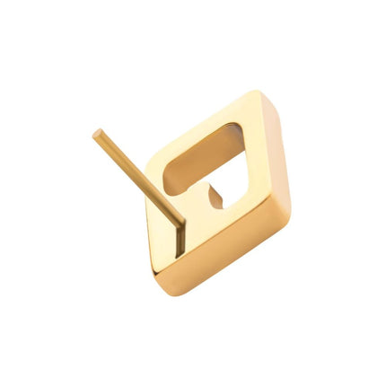 Invictus 24Kt Gold PVD Titanium Threadless Rhombus Shape with Clear CZ Top