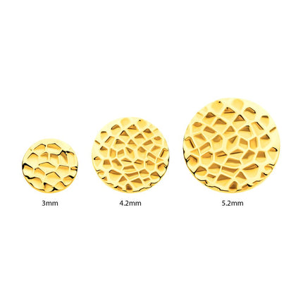 Invictus 24Kt Gold PVD Titanium Threadless Hammered Disk Top