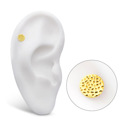Invictus 24Kt Gold PVD Titanium Threadless Hammered Disk Top
