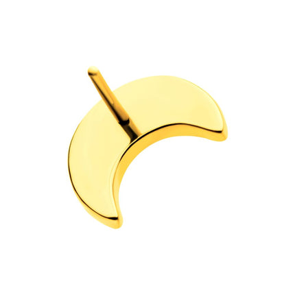 Invictus 24Kt Gold PVD Titanium Threadless Hammered Crescent Moon Top
