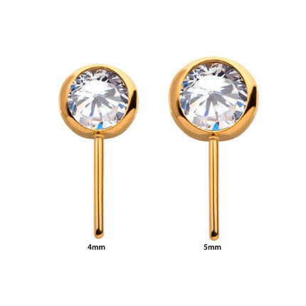 Invictus 24KT Gold PVD Titanium Threadless Bezel Set Swarovski Crystal Side Facing Top