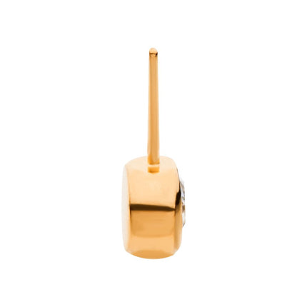 Invictus 24KT Gold PVD Titanium Threadless Bezel Set Swarovski Crystal Side Facing Top