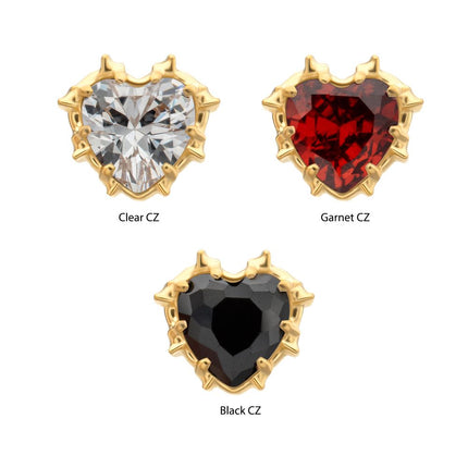 Invictus 24Kt Gold PVD Titanium Threadless Prong Set Gem Heartbreaker Edge Top