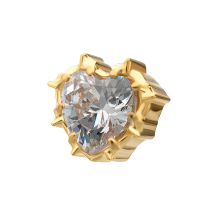 Invictus 24Kt Gold PVD Titanium Threadless Prong Set Gem Heartbreaker Edge Top