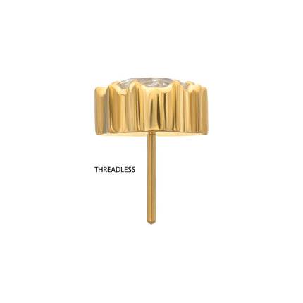 Invictus 24Kt Gold PVD Titanium Threadless Prong Set Gem Heartbreaker Edge Top