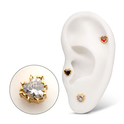 Invictus 24Kt Gold PVD Titanium Threadless Prong Set Gem Heartbreaker Edge Top