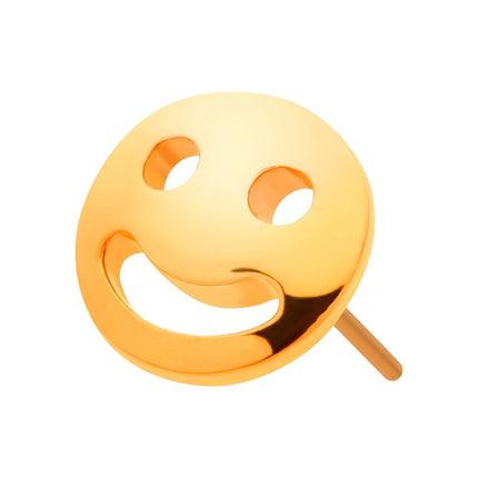 Invictus 24Kt Gold PVD Titanium Threadless Smiley Face Emoji Top