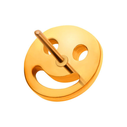 Invictus 24Kt Gold PVD Titanium Threadless Smiley Face Emoji Top