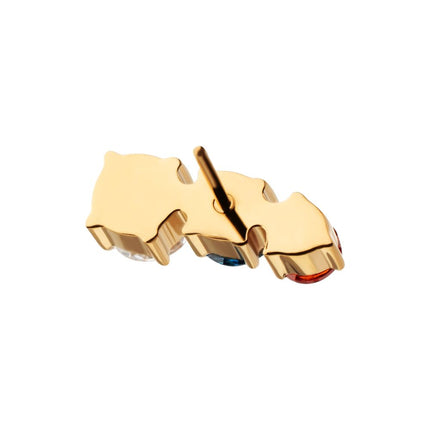 Invictus 24Kt Gold PVD Titanium Threadless "Radiant Arc" Prong Set Gem Top