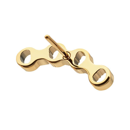 Invictus 24Kt Gold PVD Titanium Threadless Low Profile Round Link Top