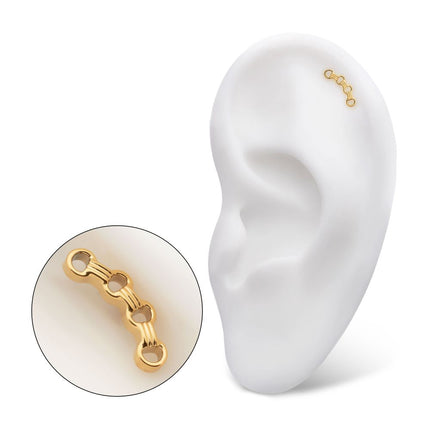 Invictus 24Kt Gold PVD Titanium Threadless Low Profile Round Link Top