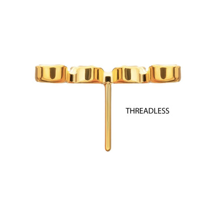 Invictus 24Kt Gold PVD Titanium Threadless Low Profile Bar-Set Round Link Top