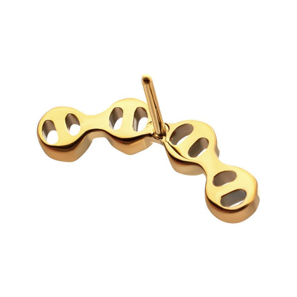 Invictus 24Kt Gold PVD Titanium Threadless Low Profile Bar-Set Round Link Top