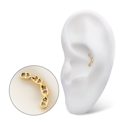 Invictus 24Kt Gold PVD Titanium Threadless Low Profile Bar-Set Oval Link Top